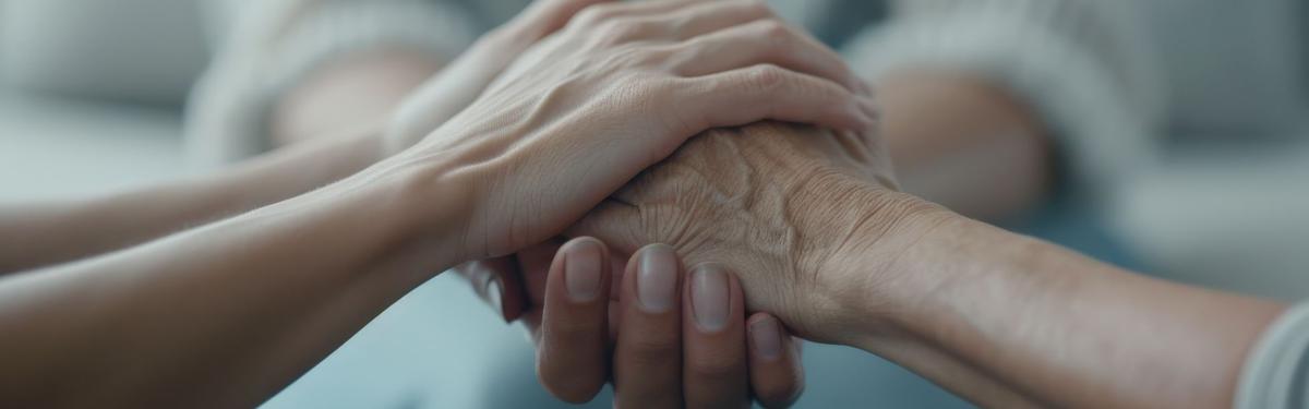 Two people holding hands symbolizing the need for neuroaffirmative care.