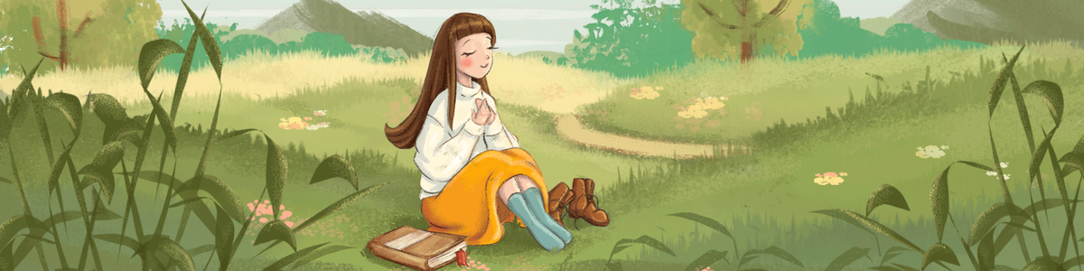 Person sitting peacefully in nature, hand on heart, representing self-compassion in recovery