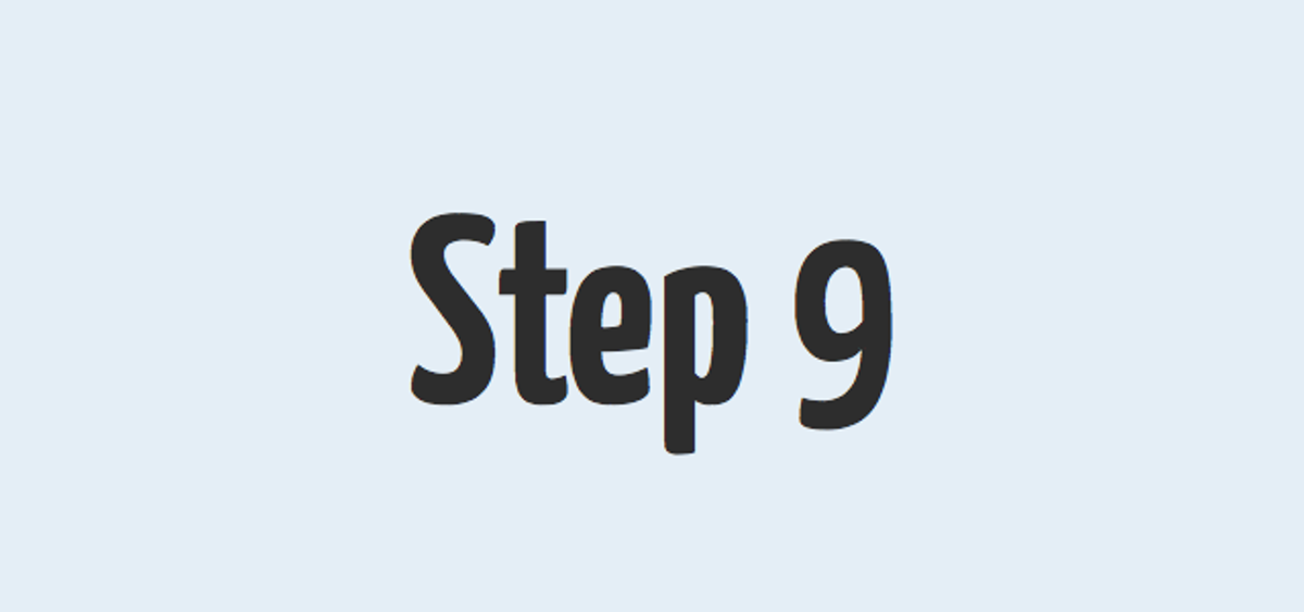 "Step 9” text on a light blue background, symbolizing Step 9 of Alcoholics Anonymous.