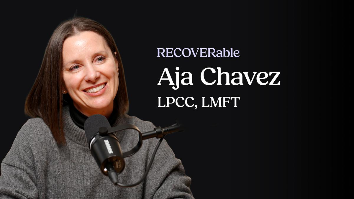 The header text reads 'RECOVERable' in a bold font, with 'Aja Chavez LPCC, LMFT' written below it in a smaller, clean typeface.