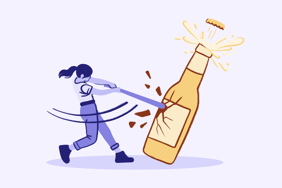 Illustration of person taking action against alcohol use, representing empowerment and the decision to pursue sobriety