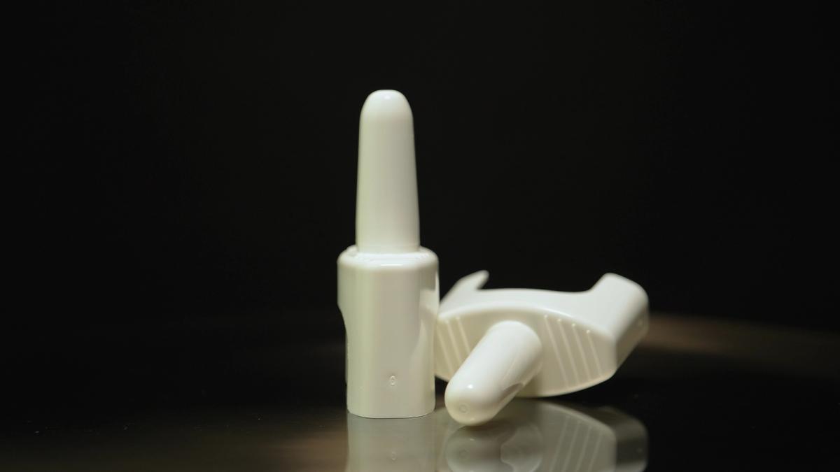 Naloxone nasal spray from emergency kit bag.