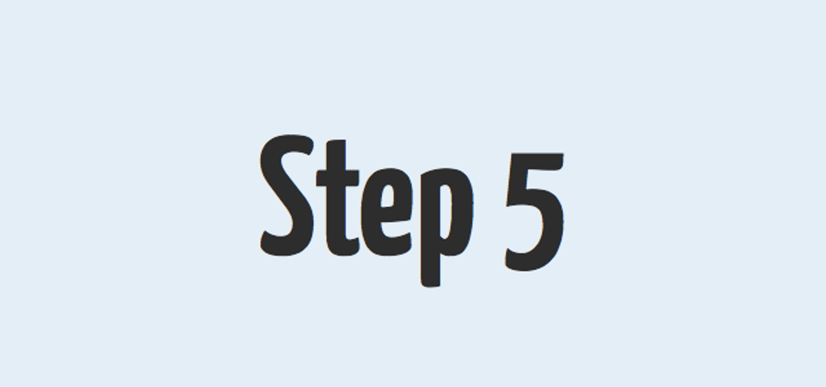 Light blue graphic with large black text reading ‘Step 5,’ used as a heading for an article about the fifth step of AA.