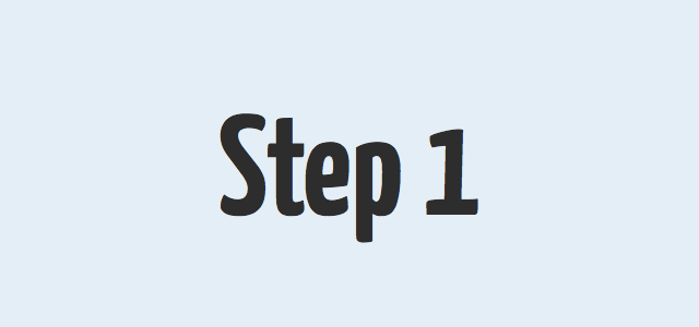 Text graphic reading “Step 1” on a light blue background, representing Step 1 of Alcoholics Anonymous (AA).